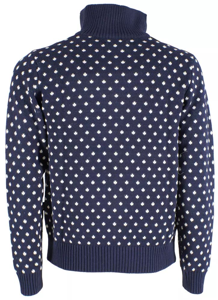 Yes Zee Chic High Collar Zip Sweater with Polka Dot Accent