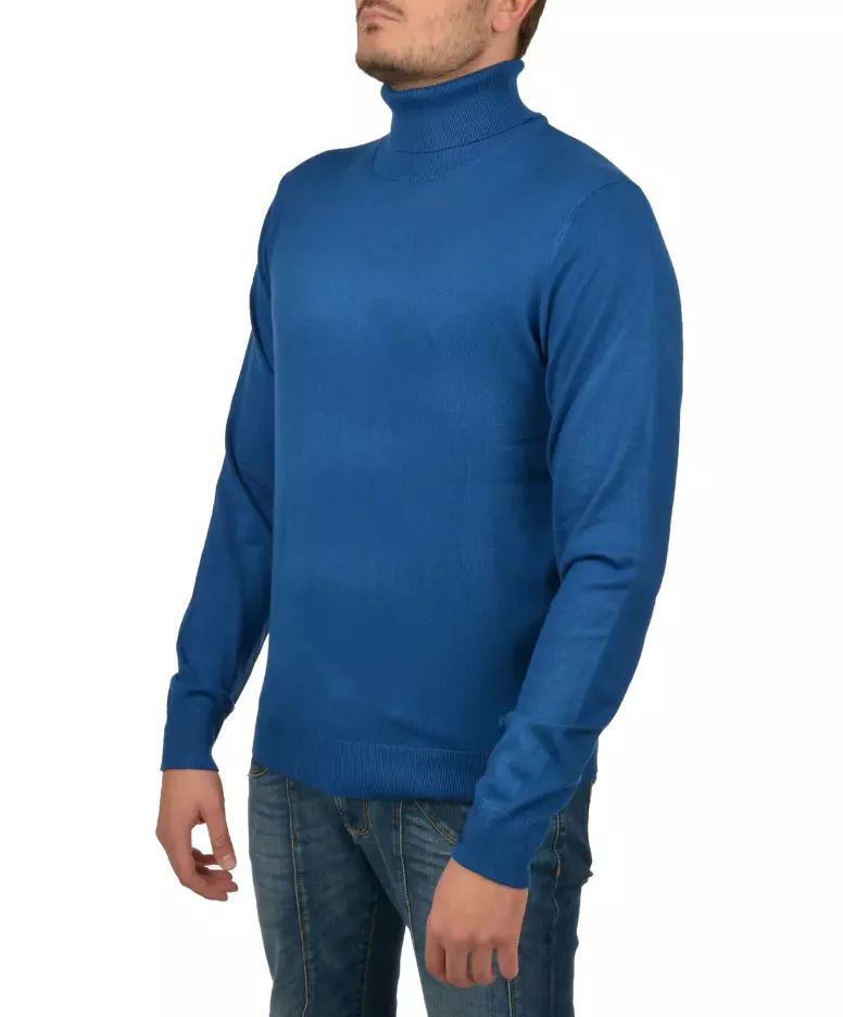 Yes Zee China Blue Viscose Turtleneck Sweater