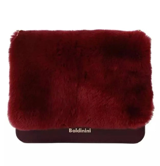 Baldinini Trend Chic Calfskin Crossbody with Eco-Fur & Chain Strap