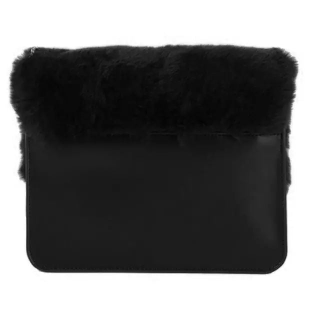 Baldinini Trend Chic Calfskin Shoulder Bag with Eco-Fur