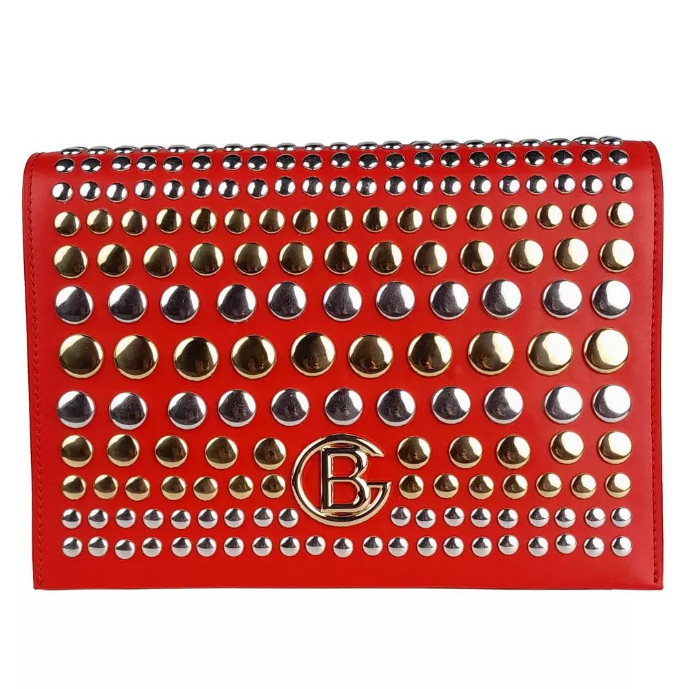 Baldinini Trend Studded Calfskin Shoulder Bag - Ravishing Red