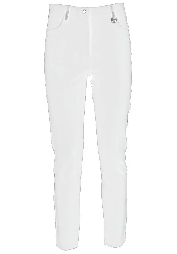 Yes Zee Chic White Slim-Fit Milano Stitch Trousers