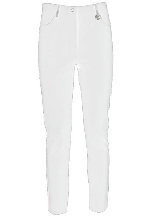 Yes Zee Chic White Slim-Fit Milano Stitch Trousers