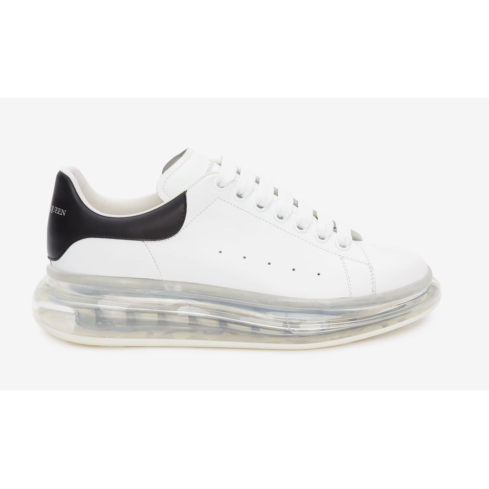 Alexander McQueen Sleek White Lace-Up Sneakers with Transparent Sole