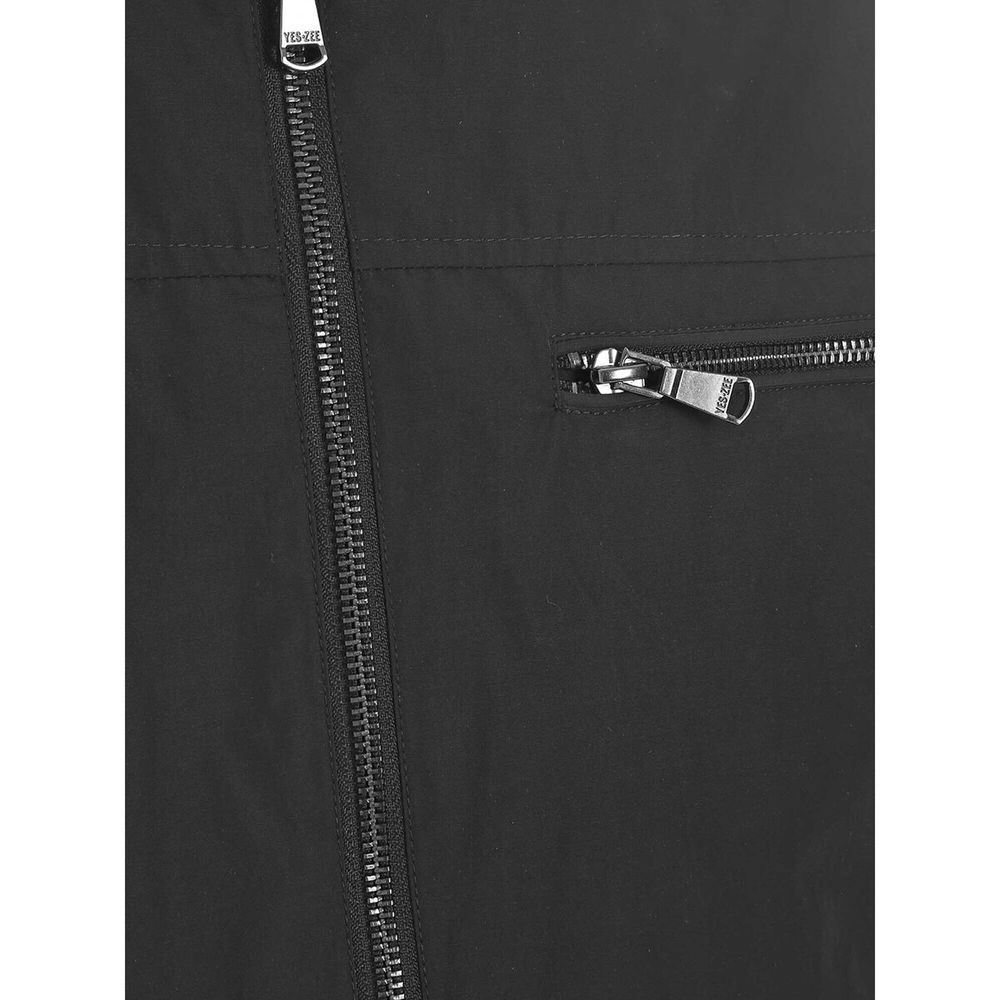 Yes Zee Sleek Black Windbreaker for Modern Men