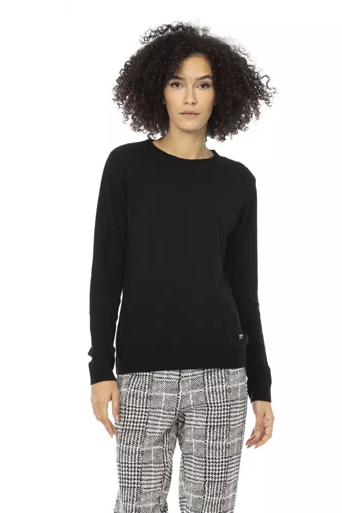 Baldinini Trend Chic Monogram Crewneck Wool-Blend Sweater