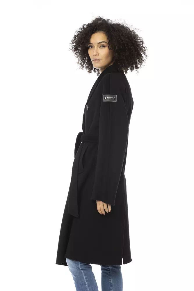 Baldinini Trend Chic Wool-Blend Trench with Monogram Accents