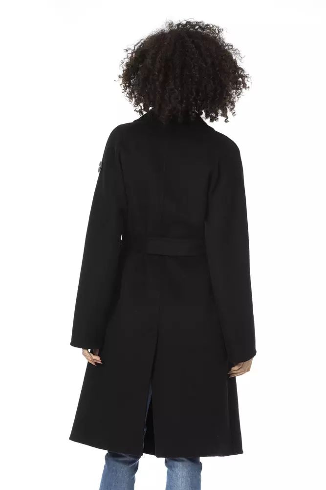 Baldinini Trend Chic Wool-Blend Trench with Monogram Accents