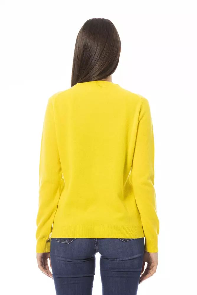 Baldinini Trend Chic Wool-Cashmere Crewneck Sweater in Yellow