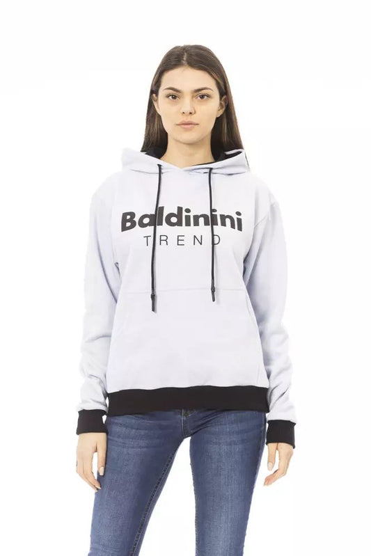 Baldinini Trend Chic White Cotton Fleece Hoodie with Front Logo