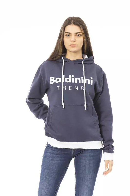 Baldinini Trend Chic Blue Fleece Hoodie with Front Logo