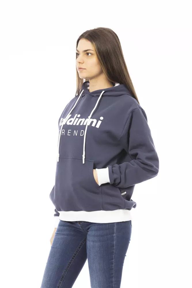 Baldinini Trend Chic Blue Fleece Hoodie with Front Logo