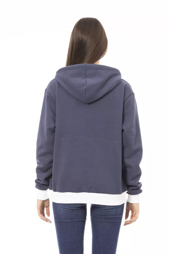 Baldinini Trend Chic Blue Fleece Hoodie with Front Logo