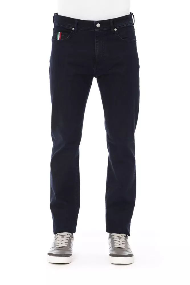 Baldinini Trend Chic Blue Regular Fit Denim with Logo Accents