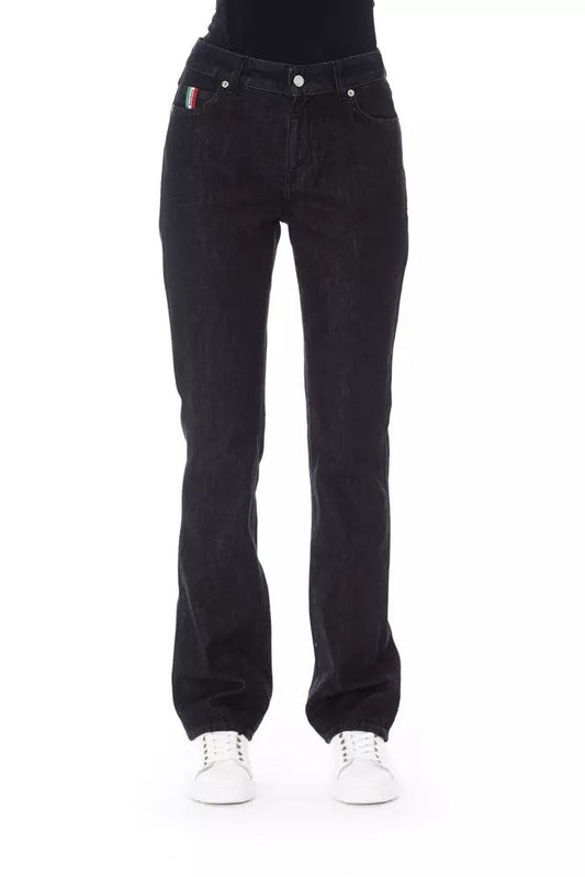 Baldinini Trend Chic Tricolor Accent Black Jeans