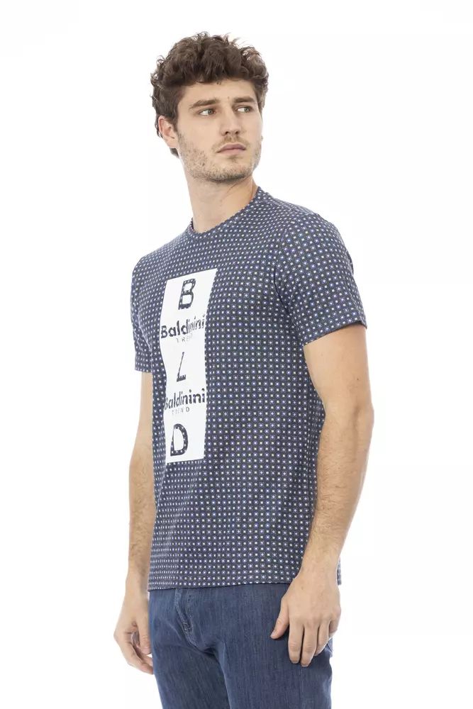 Baldinini Trend Chic Grey Cotton Tee with Bold Front Print