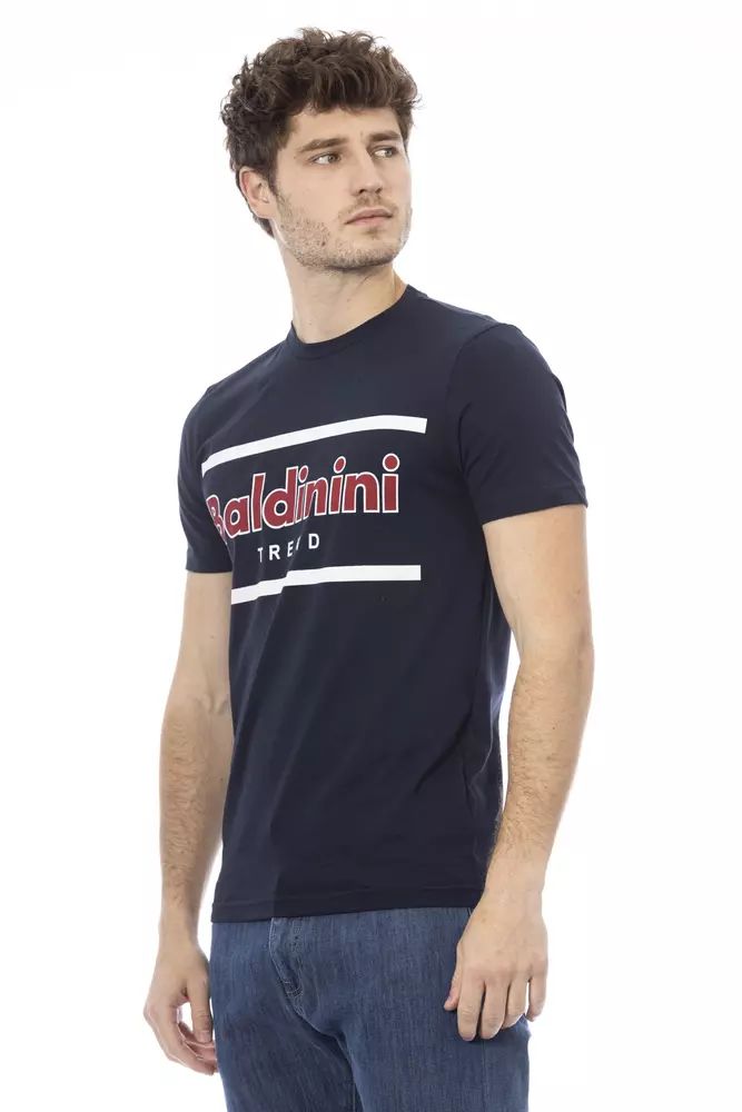 Baldinini Trend Chic Blue Round Neck Cotton Tee