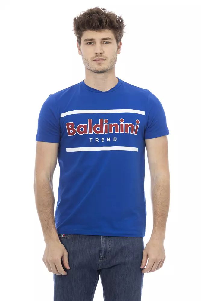 Baldinini Trend Chic Blue Cotton Tee with Front Print