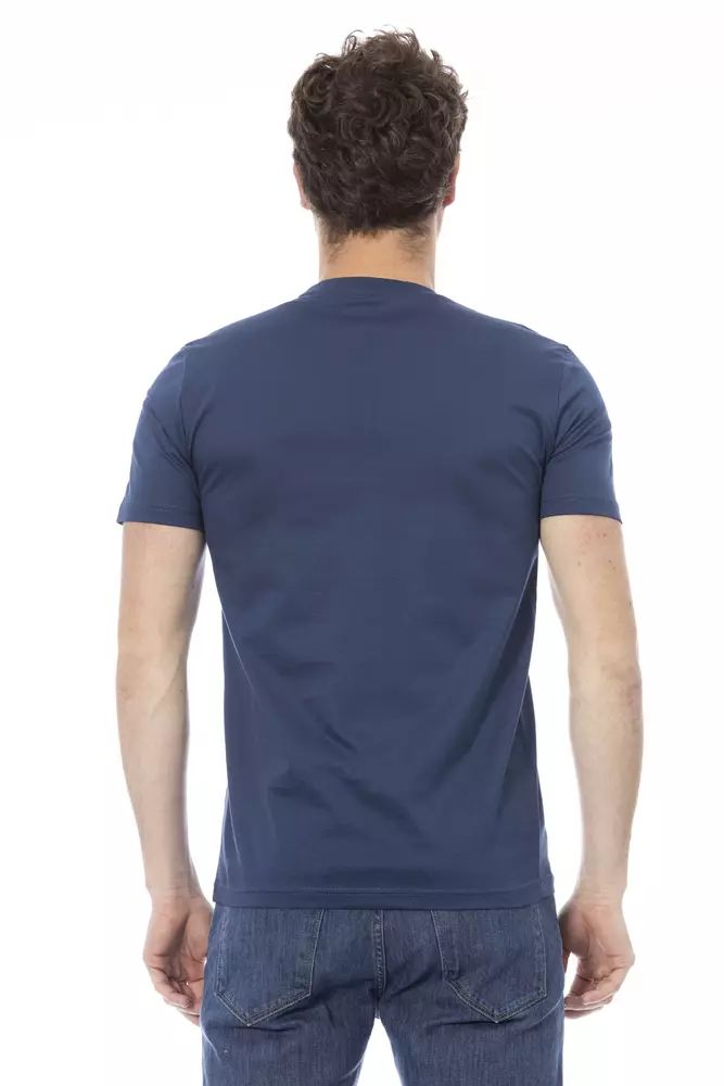 Baldinini Trend Chic Blue Cotton Tee with Signature Front Print