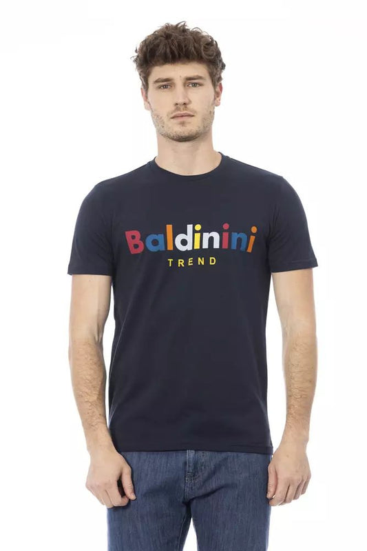 Baldinini Trend Chic Blue Cotton Tee with Front Print