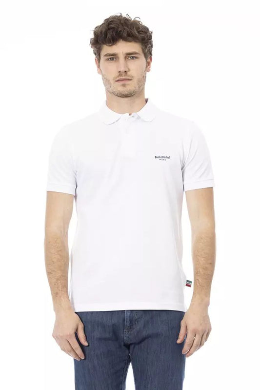 Baldinini Trend Chic White Cotton Polo with Elegant Embroidery