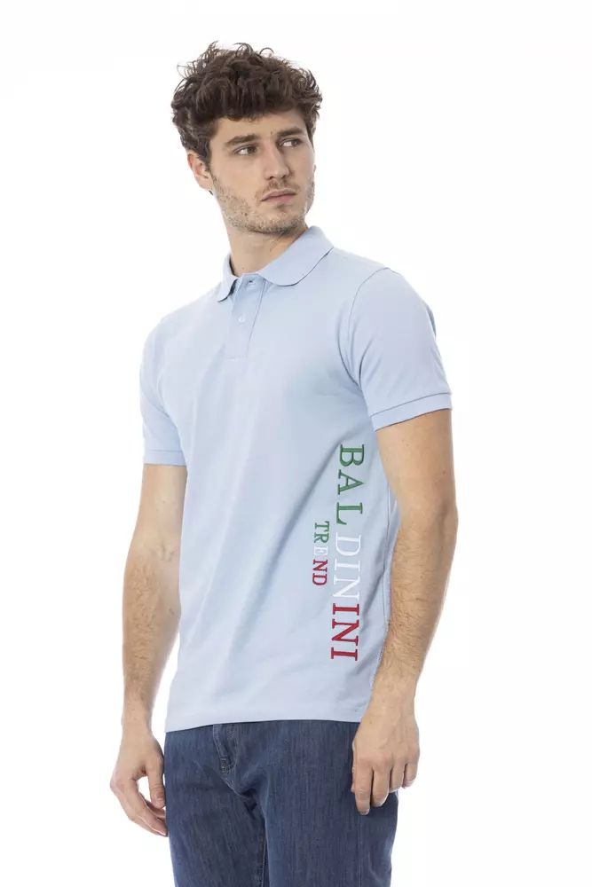 Baldinini Trend Chic Light Blue Embroidered Polo Shirt