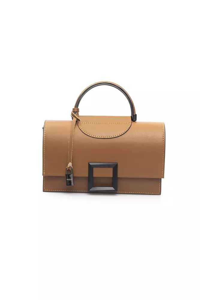 Baldinini Trend Chic Beige Leather Flap Shoulder Bag