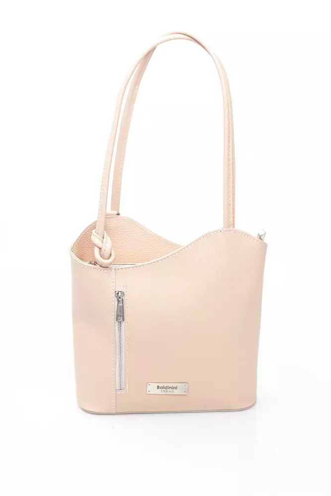 Baldinini Trend Chic Pink Leather Backpack for Sophisticated Style