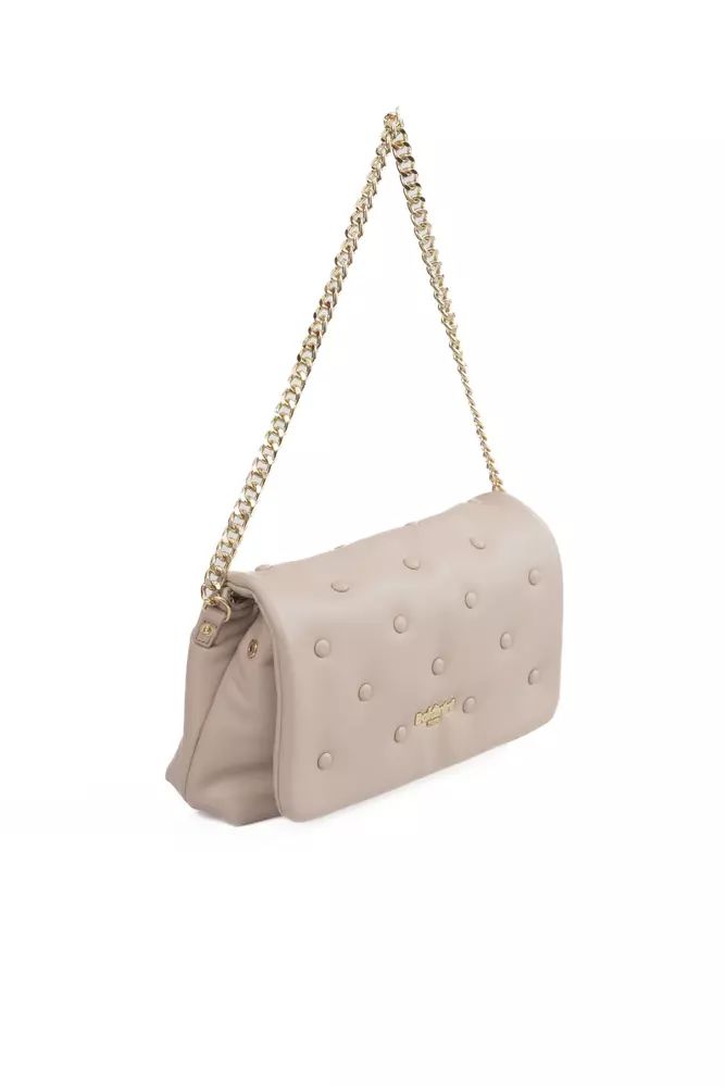 Baldinini Trend Chic Pink Leather Shoulder Bag with Golden Accents