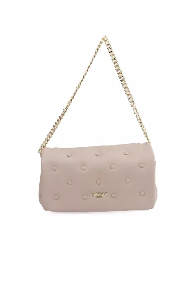 Baldinini Trend Chic Pink Leather Shoulder Bag with Golden Accents