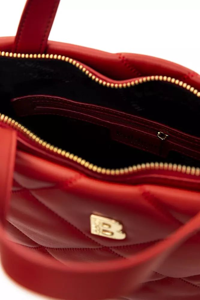 Baldinini Trend Elegant Red Leather Shoulder Bag with Golden Accents