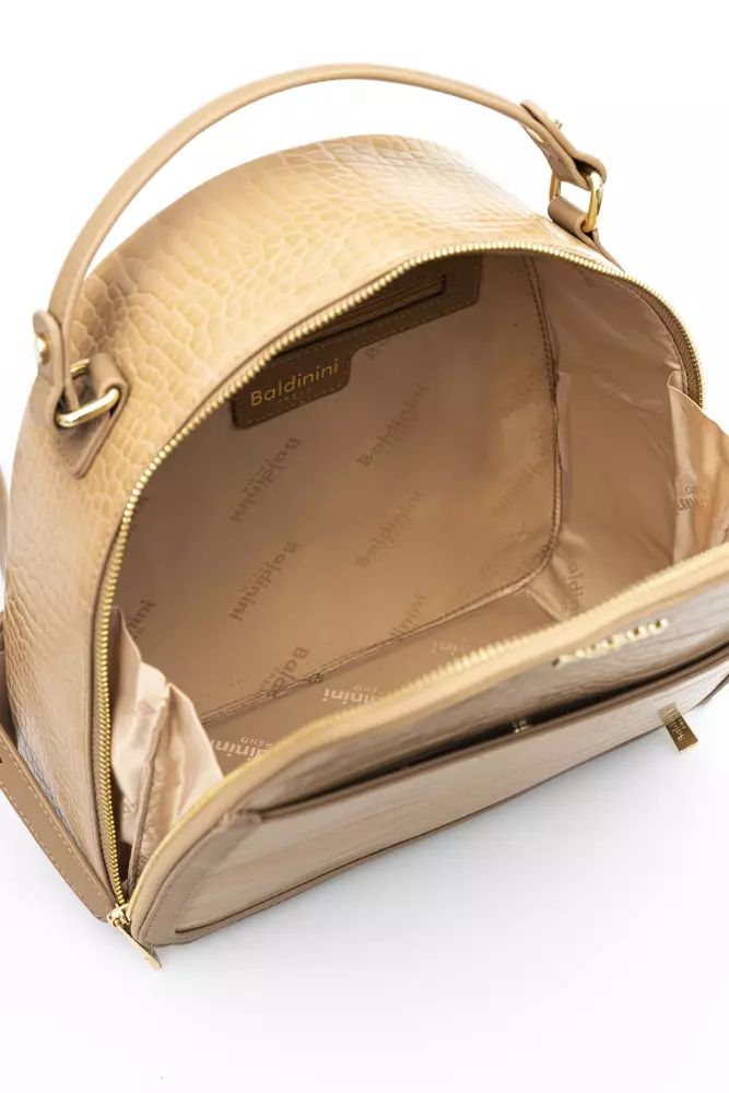 Baldinini Trend Elegant Beige Backpack with Golden Accents