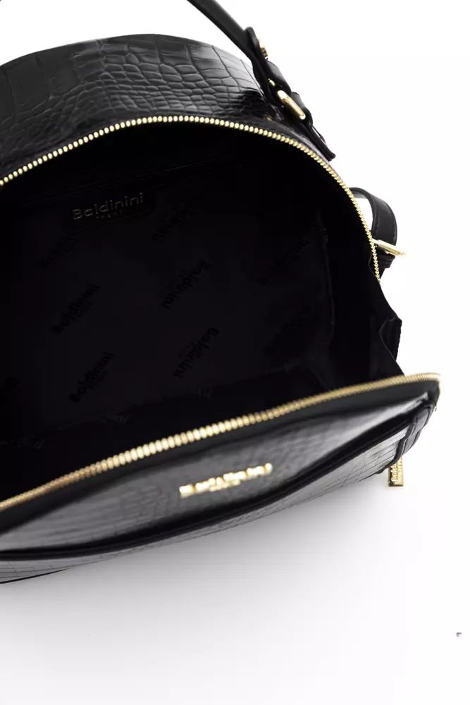 Baldinini Trend Chic Black Backpack with Golden Accents