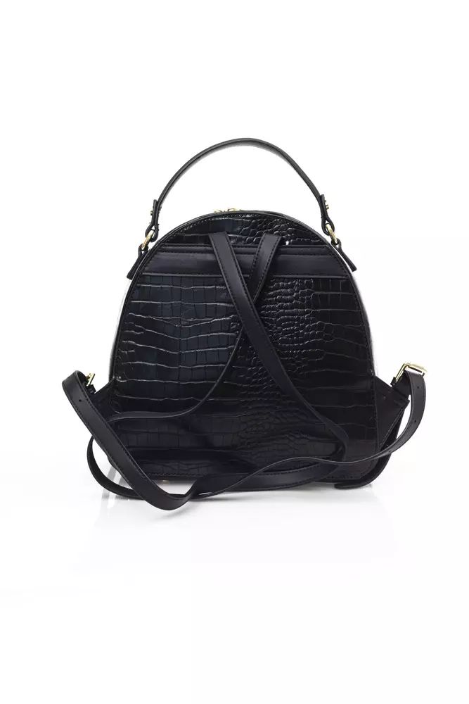 Baldinini Trend Chic Black Backpack with Golden Accents