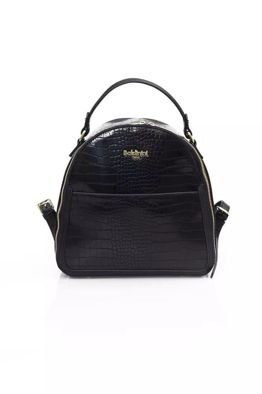 Baldinini Trend Chic Black Backpack with Golden Accents