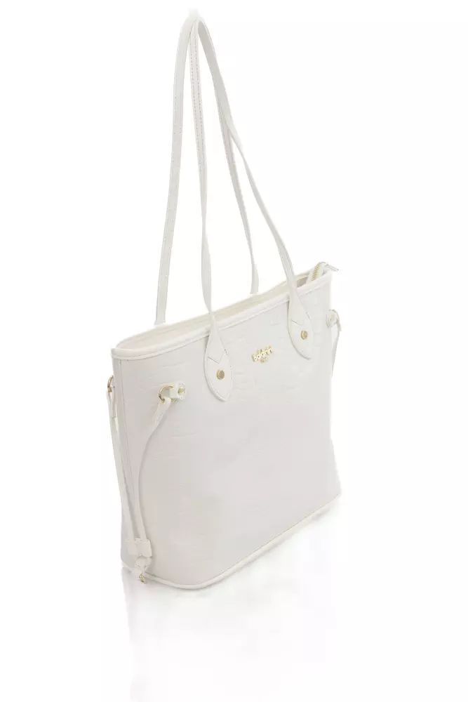 Baldinini Trend Elegant White Shoulder Bag with Golden Accents