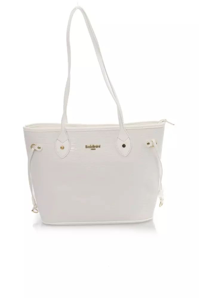 Baldinini Trend Elegant White Shoulder Bag with Golden Accents