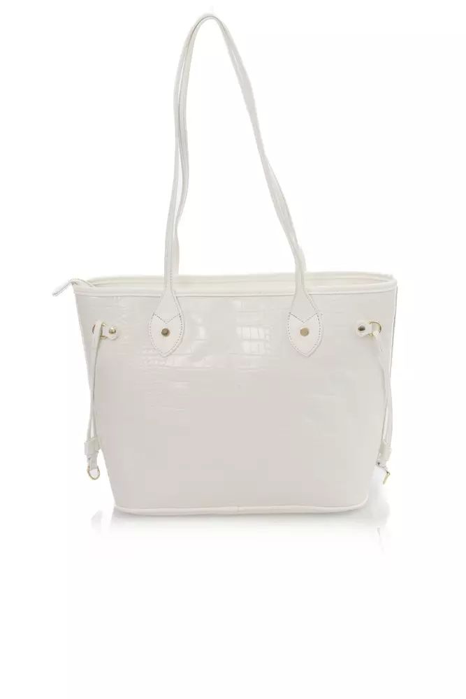 Baldinini Trend Elegant White Shoulder Bag with Golden Accents