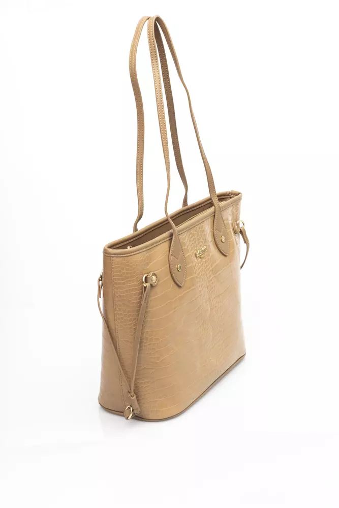 Baldinini Trend Elegant Beige Shoulder Bag with Golden Accents