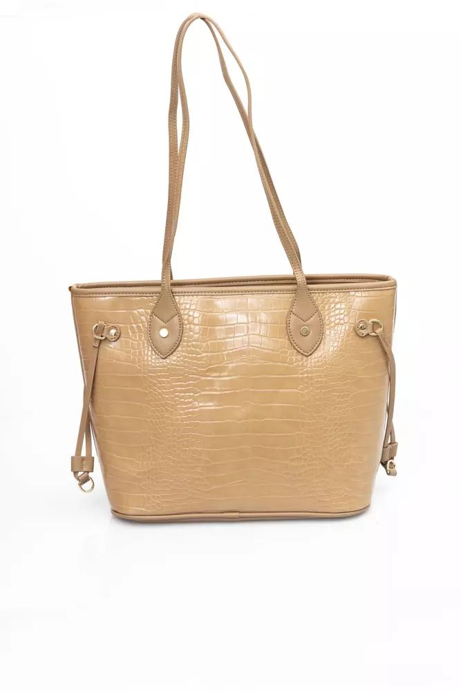 Baldinini Trend Elegant Beige Shoulder Bag with Golden Accents