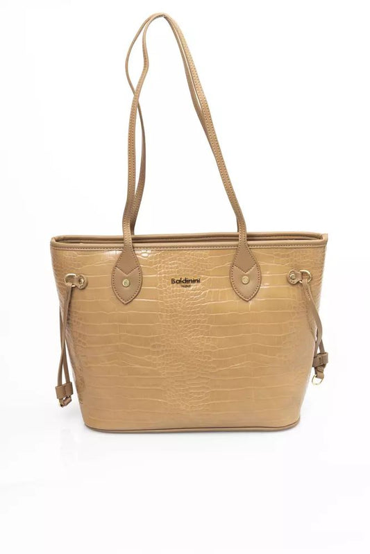 Baldinini Trend Elegant Beige Shoulder Bag with Golden Accents