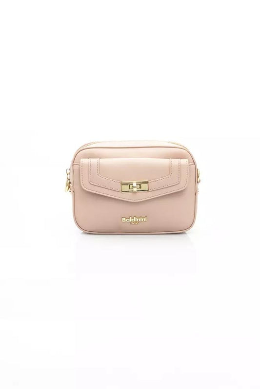 Baldinini Trend Chic Pink Shoulder Bag with Golden Accents