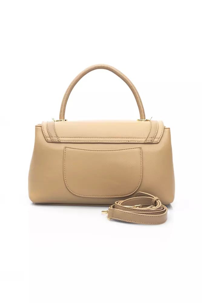 Baldinini Trend Chic Beige Shoulder Bag with Golden Accents