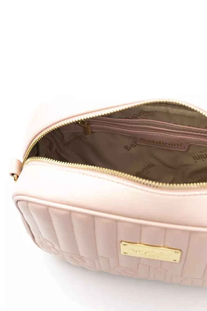 Baldinini Trend Elegant Pink Shoulder Bag with Golden Accents