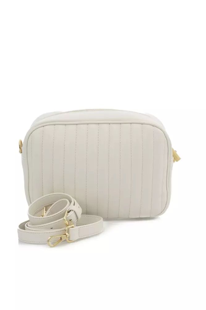 Baldinini Trend Chic White Shoulder Bag with Golden Accents