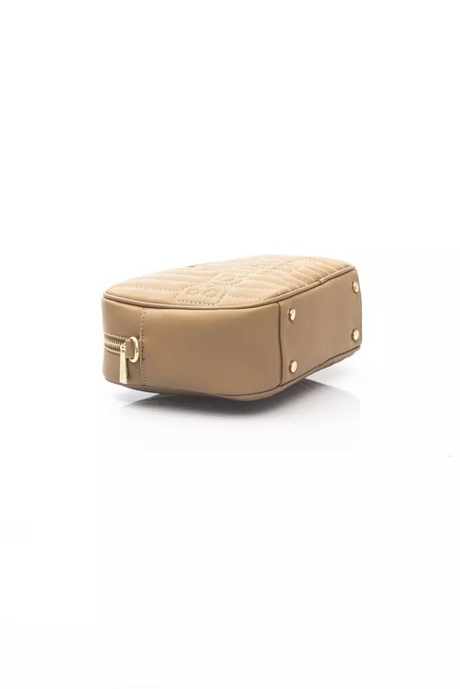 Baldinini Trend Chic Beige Shoulder Bag with Golden Accents