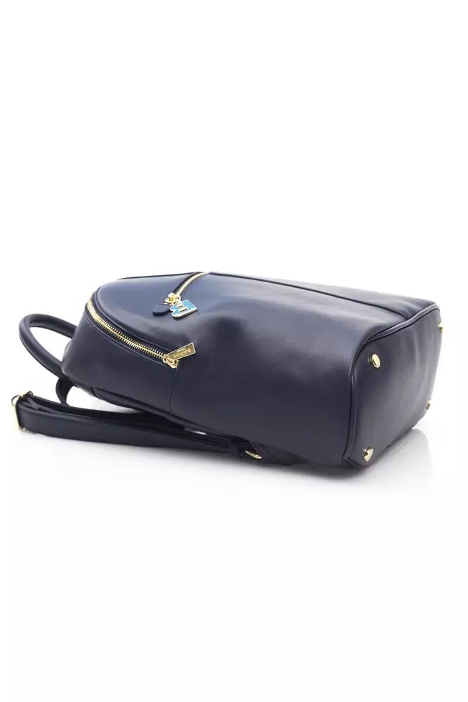 Baldinini Trend Chic Blue Backpack with Golden Accents