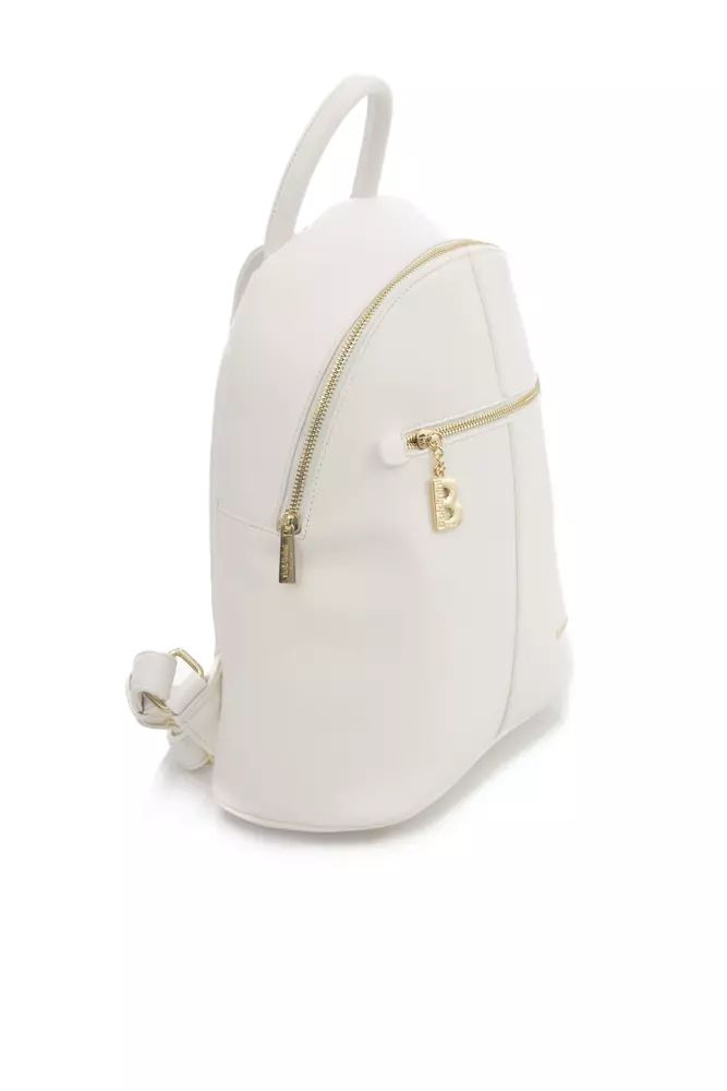 Baldinini Trend Chic White Backpack with Golden Accents