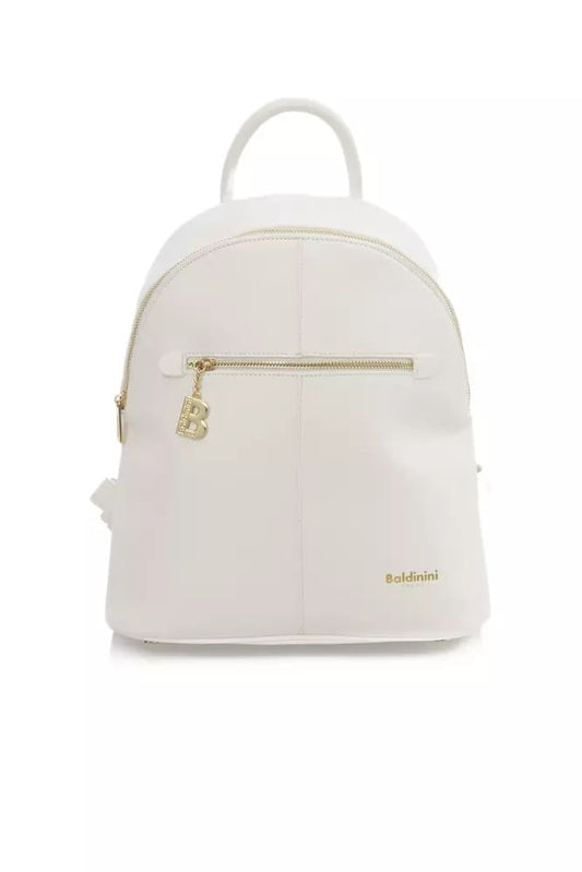 Baldinini Trend Chic White Backpack with Golden Accents