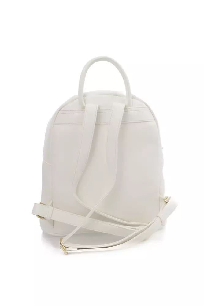 Baldinini Trend Chic White Backpack with Golden Accents